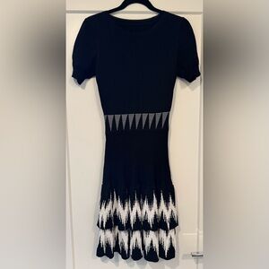 Excellent condition! Black and White Fit and Flare Knee-Length Dress